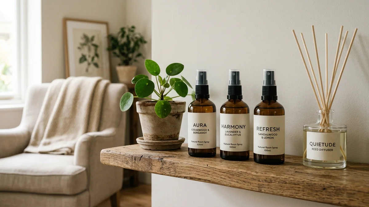 Natural non-toxic air freshener and essential oil diffuser in living room