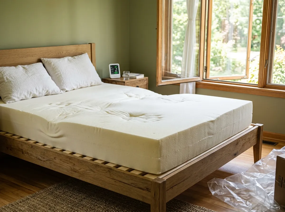 Casper-style foam mattress cross-section showing multiple foam layers