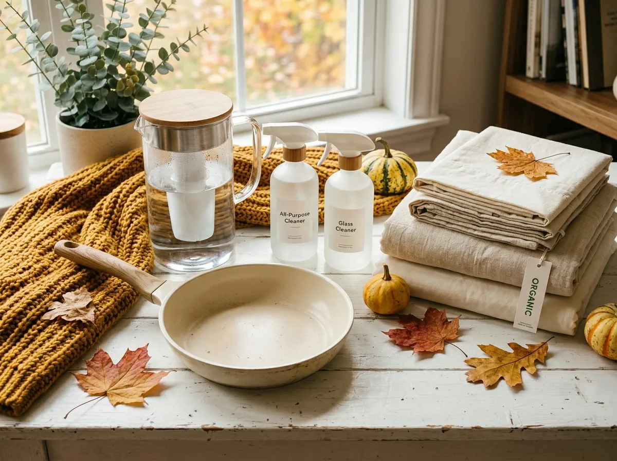 Non-toxic products from various brands arranged with Black Friday sale tags